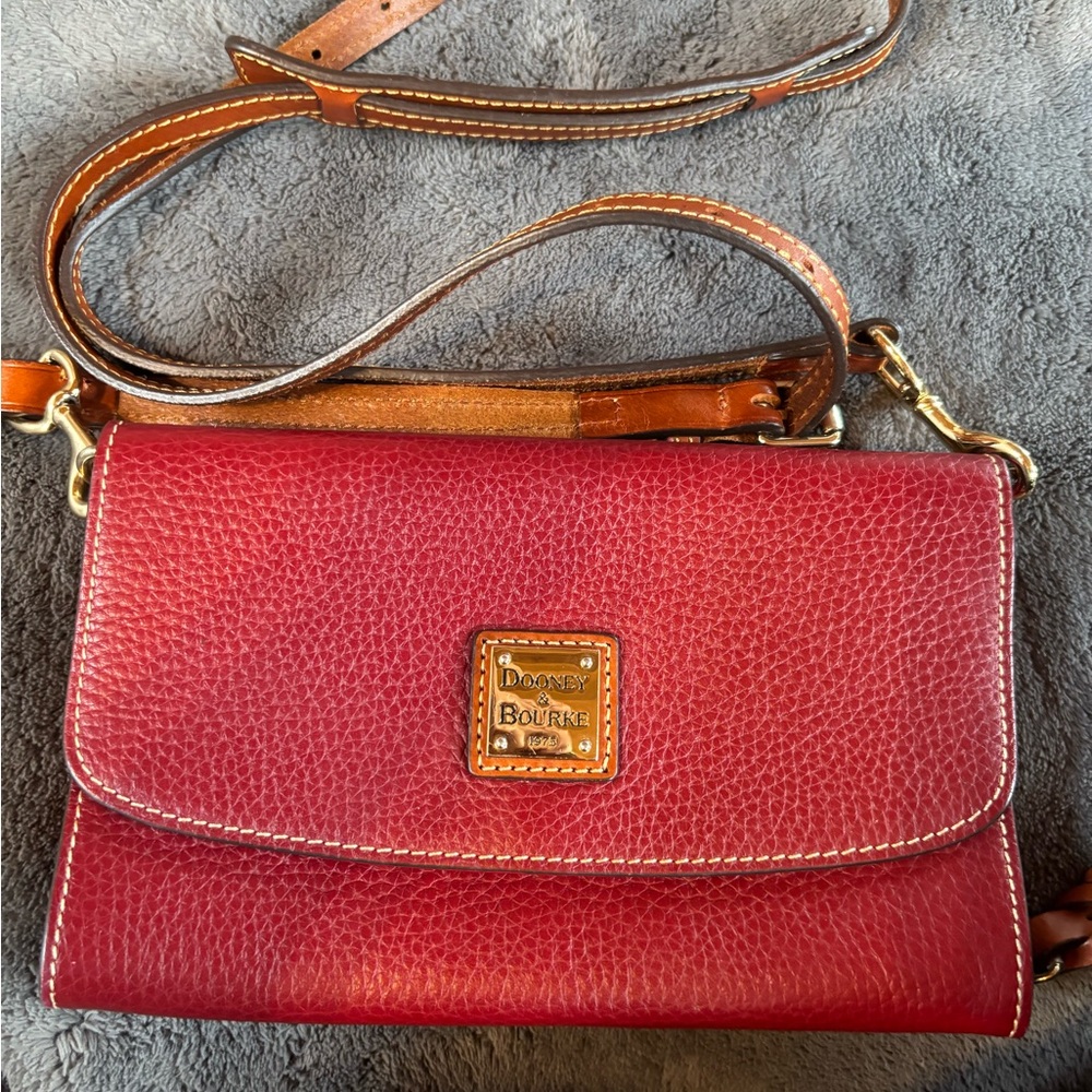 Dooney & Bourke Red Pebbled Leather Crossbody Bag